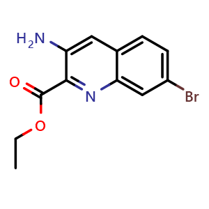 Chemical structure of ethyl 3-amino-7-bromoquinoline-2-carboxylate , CAS 1260807-99-5, AChemBlock AD239780