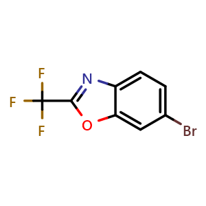Chemical structure of 6-bromo-2-(trifluoromethyl)-1,3-benzoxazole , CAS 1260834-26-1, AChemBlock AD239783