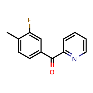 Chemical structure of (3-fluoro-4-methylphenyl)(pyridin-2-yl)methanone , CAS 1261730-73-7, AChemBlock AD239798
