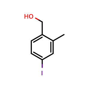 Chemical structure of (4-Iodo-2-methylphenyl)methanol , CAS 1261747-54-9, AChemBlock AD239800