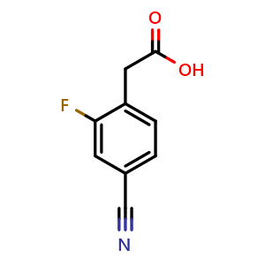 Chemical structure of 2-(4-Cyano-2-fluorophenyl)acetic acid , CAS 1261791-33-6, AChemBlock AD239803