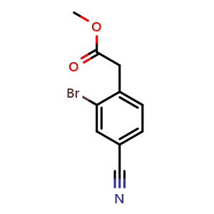 Chemical structure of Methyl 2-(2-bromo-4-cyanophenyl)acetate , CAS 1261840-59-8, AChemBlock AD239805