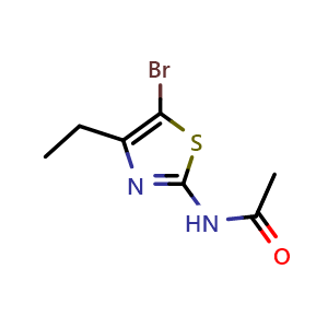 Chemical structure of N-(5-bromo-4-ethyl-1,3-thiazol-2-yl)acetamide , CAS 1267904-60-8, AChemBlock AD239825