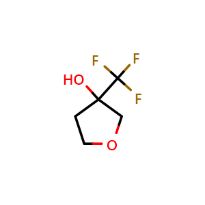 Chemical structure of 3-(trifluoromethyl)tetrahydrofuran-3-ol , CAS 1269151-92-9, AChemBlock AD239828