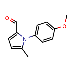 Chemical structure of 1-(4-methoxyphenyl)-5-methyl-1H-pyrrole-2-carbaldehyde , CAS 127717-75-3, AChemBlock AD239842