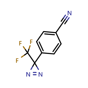 Chemical structure of 4-[3-(trifluoromethyl)diazirin-3-yl]benzonitrile , CAS 128886-91-9, AChemBlock AD239861