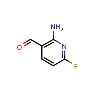 Chemical structure of 2-Amino-6-fluoronicotinaldehyde , CAS 1289099-18-8, AChemBlock AD239864