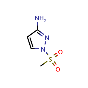 Chemical structure of 1-(Methylsulfonyl)-1H-pyrazol-3-amine , CAS 1308257-32-0, AChemBlock AD239886