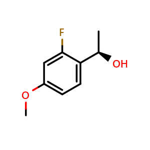 Chemical structure of (R)-1-(2-Fluoro-4-methoxyphenyl)ethan-1-ol , CAS 1309598-70-6, AChemBlock AD239888