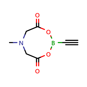 Chemical structure of 2-ethynyl-6-methyl-1,3,6,2-dioxazaborocane-4,8-dione , CAS 1310384-76-9, AChemBlock AD239893