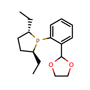 Chemical structure of (2S,5S)-1-[2-(1,3-dioxolan-2-yl)phenyl]-2,5-diethylphospholane , CAS 1314246-02-0, AChemBlock AD239912