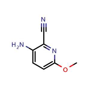 Chemical structure of 3-Amino-6-methoxypicolinonitrile , CAS 1314902-70-9, AChemBlock AD239917