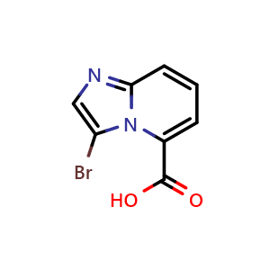 Chemical structure of 3-bromoimidazo[1,2-a]pyridine-5-carboxylic acid , CAS 1315359-92-2, AChemBlock AD239921