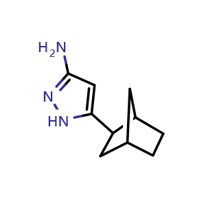 Chemical structure of 5-(Bicyclo[2.2.1]heptan-2-yl)-1H-pyrazol-3-amine , CAS 1326303-91-6, AChemBlock AD239940