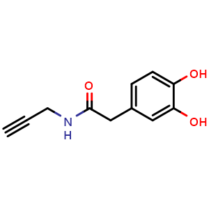 Chemical structure of 2-(3,4-dihydroxyphenyl)-N-(prop-2-yn-1-yl)acetamide , CAS 1332585-62-2, AChemBlock AD239951
