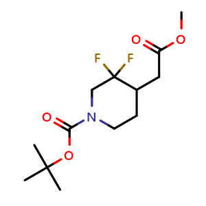 Chemical structure of tert-Butyl 4-((methoxycarbonyl)methyl)-3,3-difluoropiperidine-1-carboxylate , CAS 1334412-90-6, AChemBlock AD239959