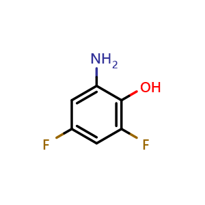 Chemical structure of 2-amino-4,6-difluoro-phenol , CAS 133788-83-7, AChemBlock AD239964