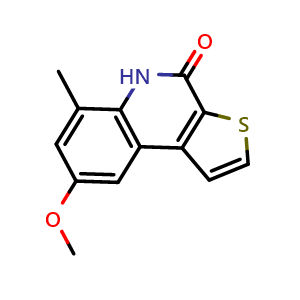 Chemical structure of 8-methoxy-6-methyl-4,5-dihydrothieno[2,3-c]quinolin-4-one , CAS 1338543-45-5, AChemBlock AD239965