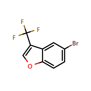 Chemical structure of 5-Bromo-3-(trifluoromethyl)benzofuran , CAS 1341125-78-7, AChemBlock AD239973
