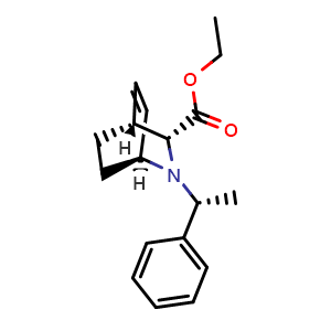Chemical structure of Ethyl (1S,3R,4R)-2-[(1R)-1-phenylethyl]-2-azabicyclo[2.2.2]oct-5-ene-3-carboxylate , CAS 135094-11-0, AChemBlock AD239994