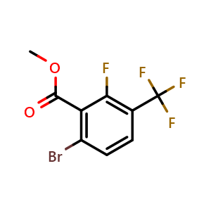 Chemical structure of methyl 6-bromo-2-fluoro-3-(trifluoromethyl)benzoate , CAS 1352718-55-8, AChemBlock AD240004