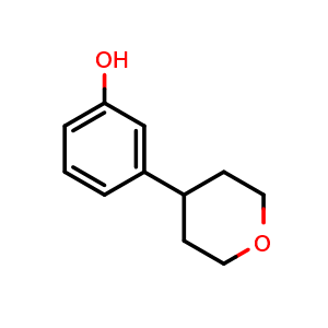 Chemical structure of 3-(oxan-4-yl)phenol , CAS 1353854-52-0, AChemBlock AD240007