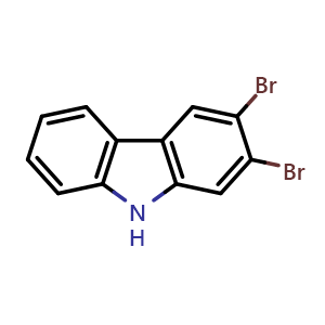 Chemical structure of 2,3-dibromo-9H-carbazole , CAS 1356059-56-7, AChemBlock AD240015