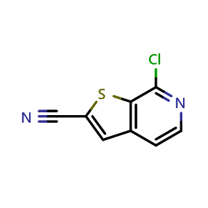 Chemical structure of 7-chlorothieno[2,3-c]pyridine-2-carbonitrile , CAS 1360967-15-2, AChemBlock AD240026