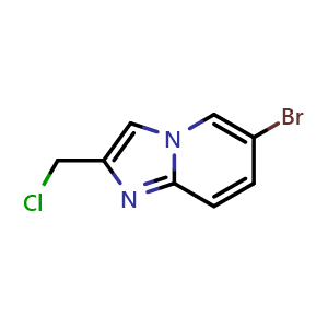 Chemical structure of 6-bromo-2-(chloromethyl)imidazo[3,2-a]pyridine , CAS 136117-72-1, AChemBlock AD240029