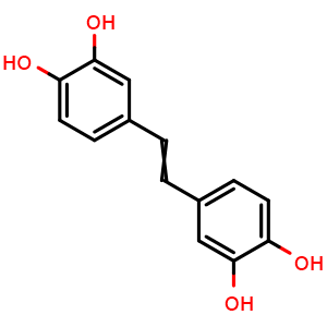 Chemical structure of 4,4'-(1E)-1,2-Ethenediylbis[1,2-benzenediol] , CAS 136273-05-7, AChemBlock AD240033