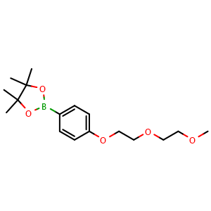 Chemical structure of 2-{4-[2-(2-methoxyethoxy)ethoxy]phenyl}-4,4,5,5-tetramethyl-1,3,2-dioxaborolane , CAS 1366602-62-1, AChemBlock AD240040