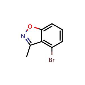 Chemical structure of 4-bromo-3-methyl-1,2-benzoxazole , CAS 1367947-42-9, AChemBlock AD240046