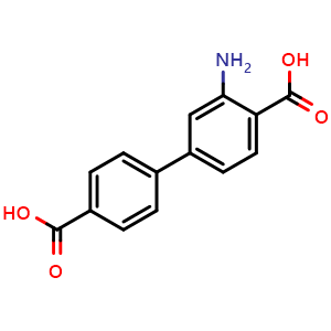 Chemical structure of 3-amino-[1,1'-biphenyl]-4,4'-dicarboxylic acid , CAS 1369287-06-8, AChemBlock AD240059