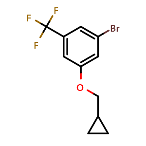 Chemical structure of 1-bromo-3-(cyclopropylmethoxy)-5-(trifluoromethyl)benzene , CAS 1369928-61-9, AChemBlock AD240066