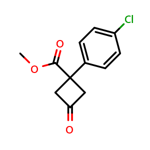 Chemical structure of Methyl 1-(4-chlorophenyl)-3-oxocyclobutane-1-carboxylate , CAS 1370618-03-3, AChemBlock AD240072