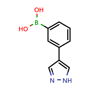 Chemical structure of 3-(1H-Pyrazol-4-yl)phenylboronic acid , CAS 1373043-38-9, AChemBlock AD240077