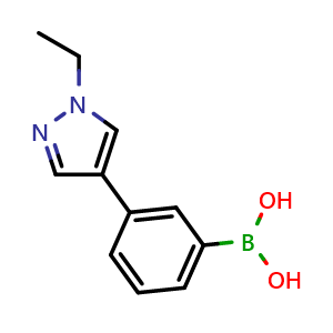 Chemical structure of 3-(1-Ethyl-4-pyrazolyl)phenylboronic acid , CAS 1373043-42-5, AChemBlock AD240079