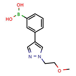 Chemical structure of 3-[1-(2-Methoxyethyl)-4-pyrazolyl]phenylboronic acid , CAS 1373043-50-5, AChemBlock AD240081