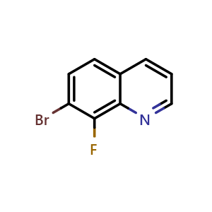 Chemical structure of 7-bromo-8-fluoro-quinoline , CAS 1375107-95-1, AChemBlock AD240085