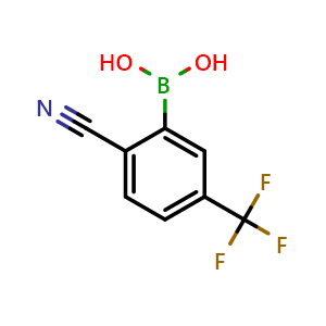 Chemical structure of 2-Cyano-5-(trifluoromethyl)phenylboronic acid , CAS 1375110-43-2, AChemBlock AD240087