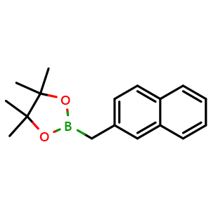Chemical structure of 4,4,5,5-tetramethyl-2-(2-naphthylmethyl)-1,3,2-dioxaborolane , CAS 1379610-55-5, AChemBlock AD240102