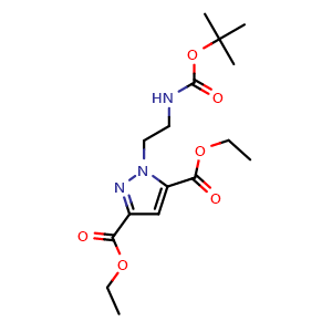 Chemical structure of ethyl 1-(2,2-dimethyl-4-oxo-5-aza-3-oxahept-7-yl)-5-(ethoxycarbonyl)pyrazole-3-carboxylate , CAS 1380507-24-3, AChemBlock AD240103