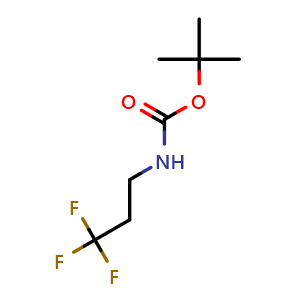Chemical structure of (3,3,3-Trifluoro-propyl)-carbamic acid tert-butyl ester , CAS 1384428-84-5, AChemBlock AD240110