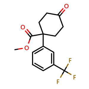 Chemical structure of methyl 4-oxo-1-(3-(trifluoromethyl)phenyl)cyclohexane-1-carboxylate , CAS 1385694-63-2, AChemBlock AD240114