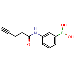 Chemical structure of (3-(Pent-4-ynamido)phenyl)boronic acid , CAS 1392407-74-7, AChemBlock AD240129