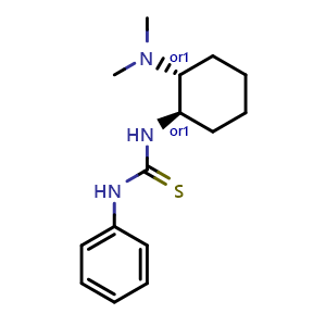 Chemical structure of rel-1-((1R,2R)-2-(dimethylamino)cyclohexyl)-3-phenylthiourea , CAS 1398733-83-9, AChemBlock AD240142
