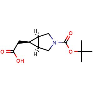Chemical structure of 2-[rel-(1R,5S,6s)-3-tert-butoxycarbonyl-3-azabicyclo[3.1.0]hexan-6-yl]acetic acid , CAS 1401464-08-1, AChemBlock AD240147