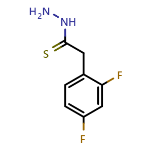Chemical structure of 2,4-Difluorobenzeneethanethioic acid hydrazide , CAS 1407969-86-1, AChemBlock AD240159