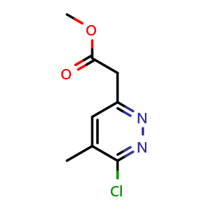 Chemical structure of methyl 2-(6-chloro-5-methylpyridazin-3-yl)acetate , CAS 1408074-63-4, AChemBlock AD240160