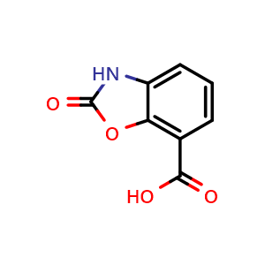 Chemical structure of 2-oxo-3H-1,3-benzoxazole-7-carboxylic acid , CAS 141940-33-2, AChemBlock AD240198